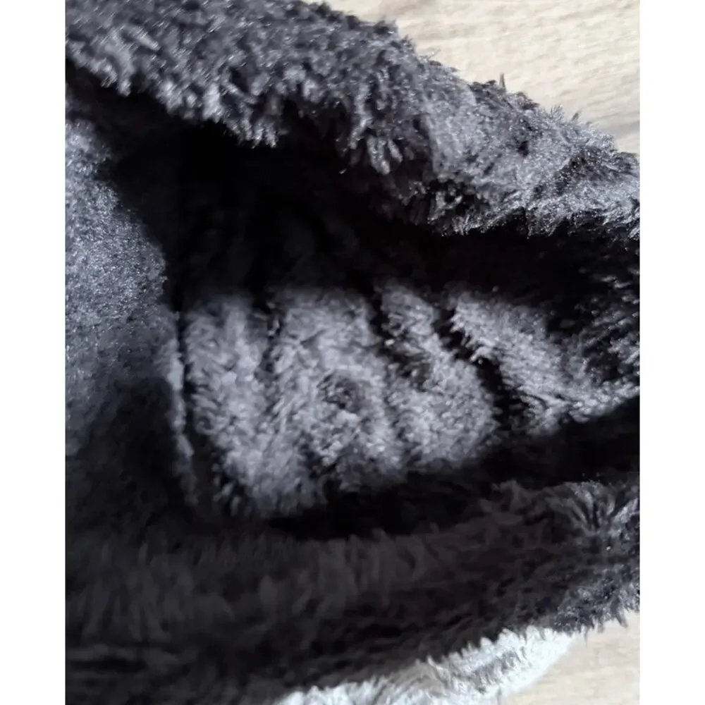 Three Piece Neck, Hat, And Mittens Made For Winter, Black And Gray Brand New